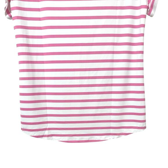 Talbots Women’s Square-Neck Short Sleeve Performance Top Pink White Stripe Small - Picture 7 of 9